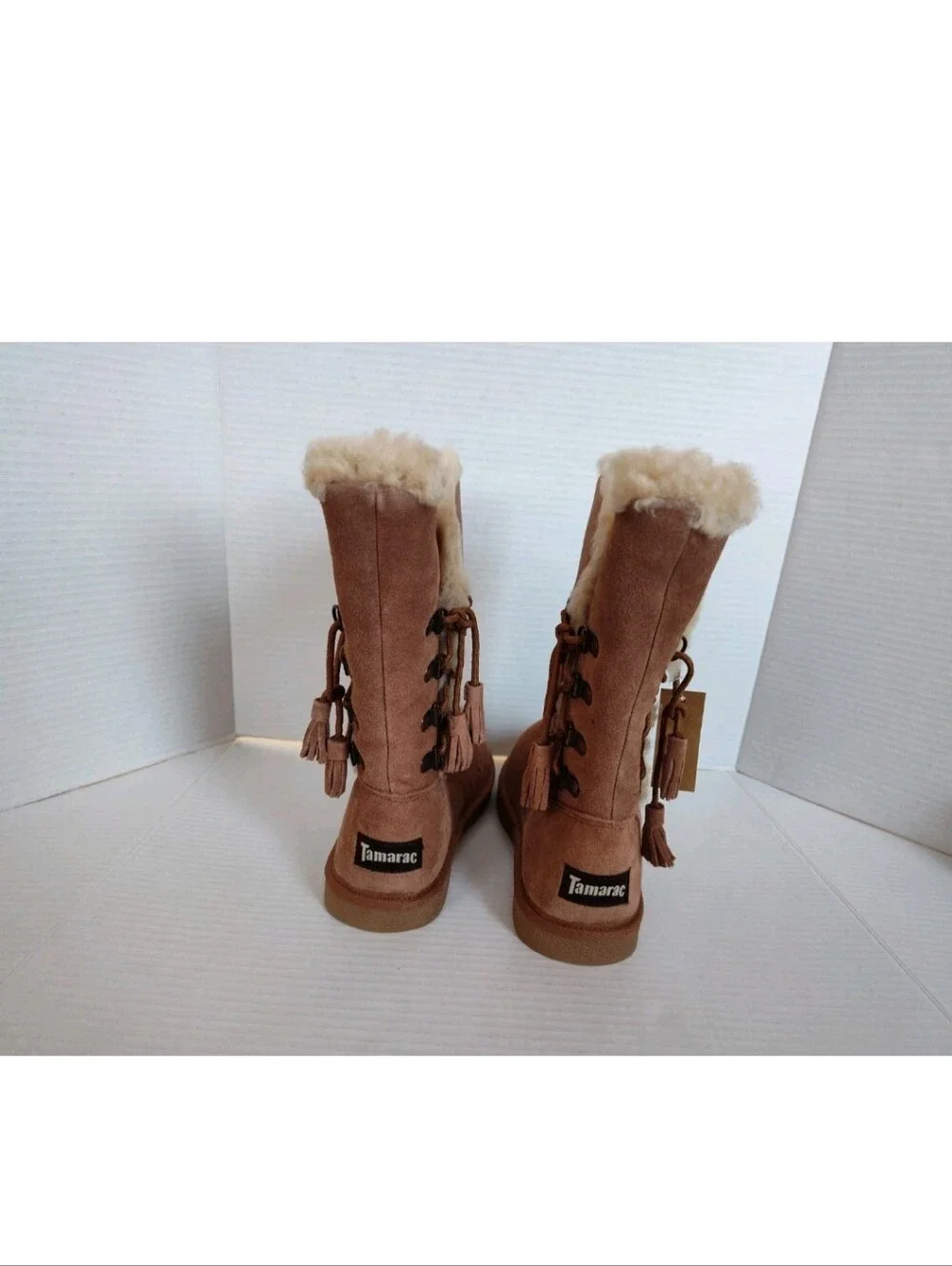 Tamarac Suede and Sheepskin Boots Women's Size 8 Chestnut Brown Tahoe